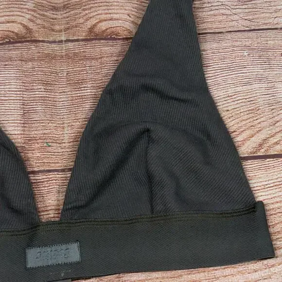 SKIMS Large Cotton Rib Plunge Bralette - Picture 4 of 8